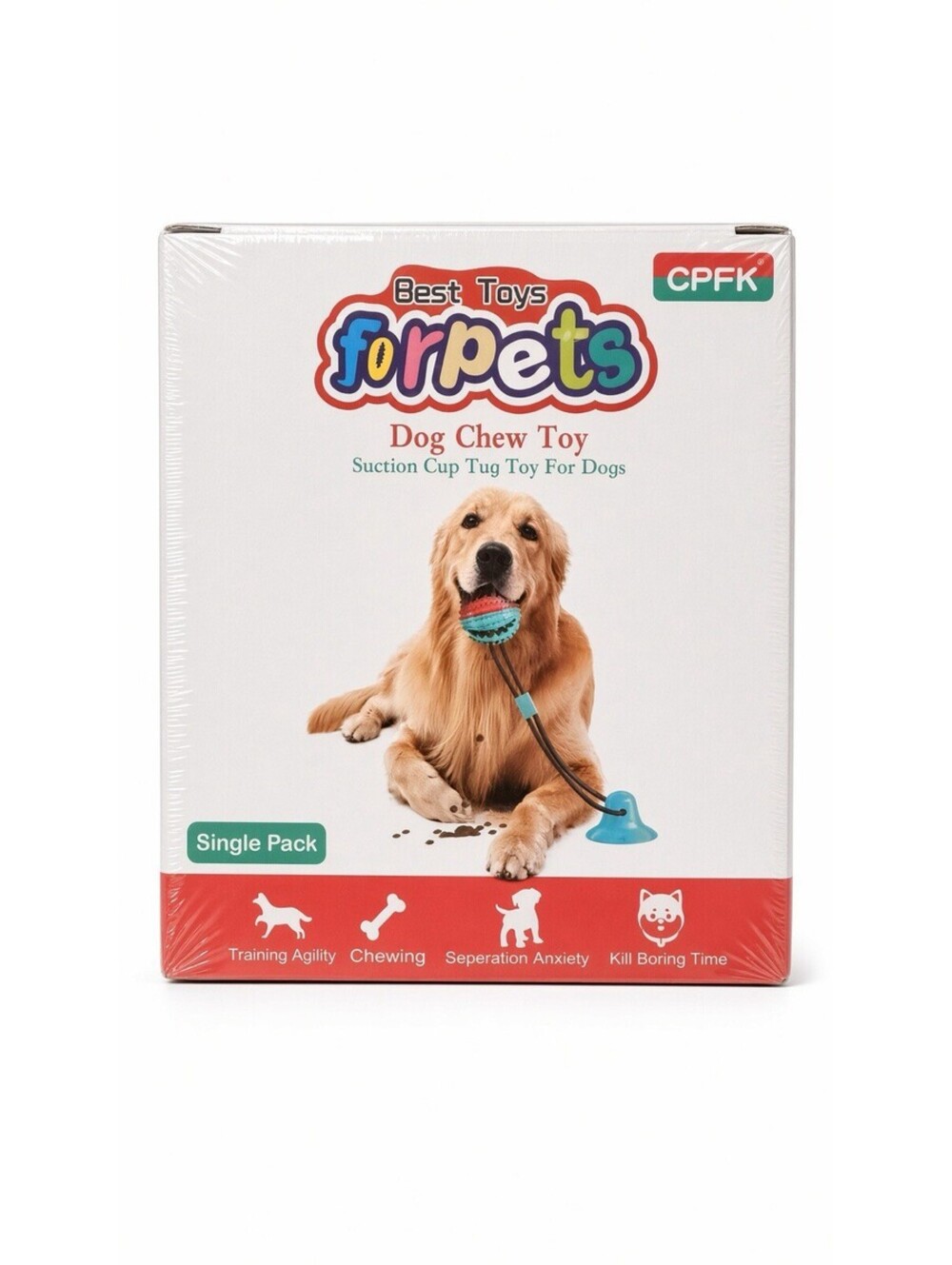 Forpets Dog Chew Toy Suction Cup Tug Food Dispensing Ball Teeth Clean